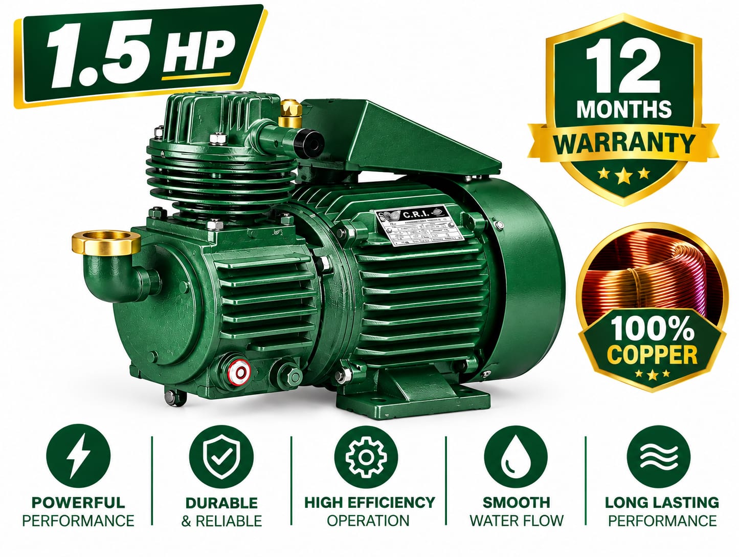 V GUARD VMC-FH-400 MONOBLOC BOREWELL COMPRESSOR WATER PUMP (1.5 HP)