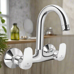 Wall Mounted Sink Mixer With Swivel Spout & Flanges