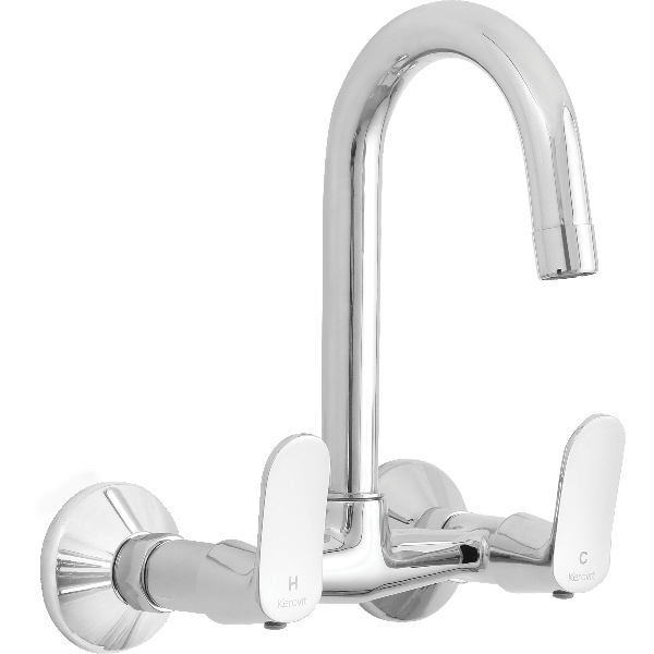 WALL MOUNTED SINK MIXER WITH SWIVEL SPOUT & FLANGES (KB3111024) URBANE