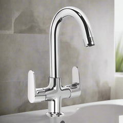 Deck Mounted Center Hole Basin Mixer With Swivel Spout