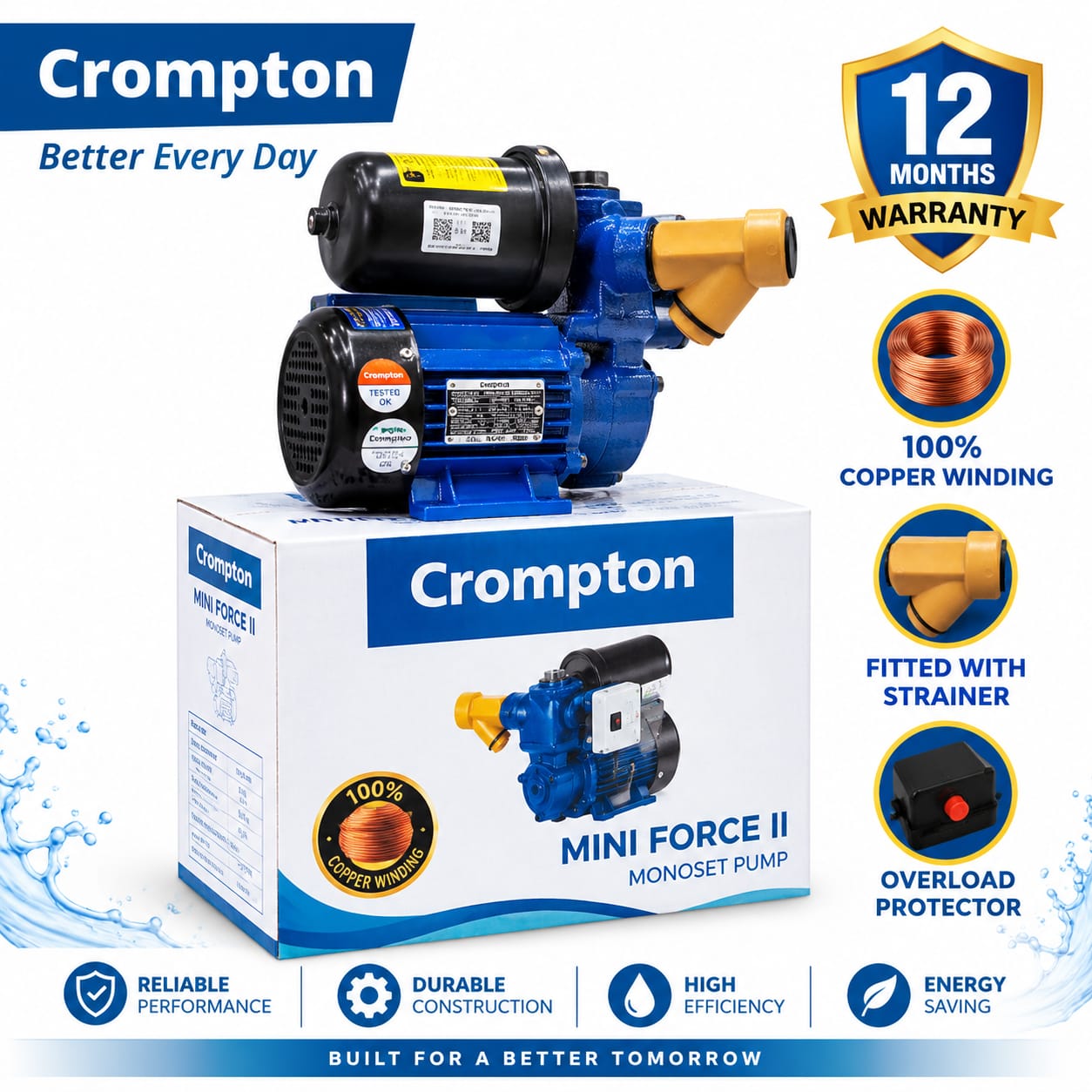 CROMPTON BOOSTER PUMP - MINI FORCE ll (0.5 HP)