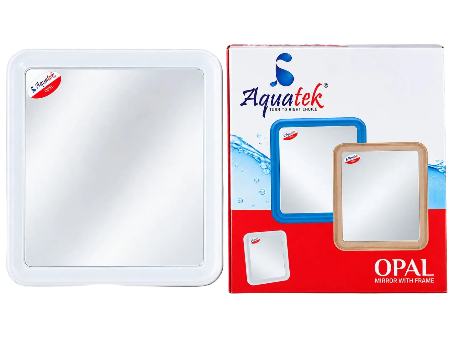AQUATEK FRAMED MIRROR OPAL , White