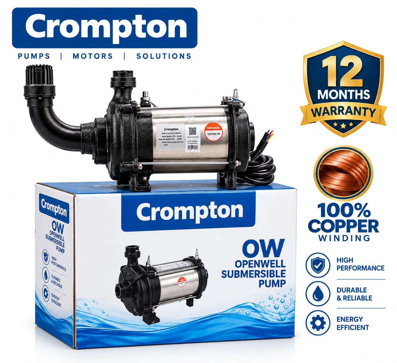 CROMPTON OW12  Openwell Submersible Pump (1 HP) With Panel
