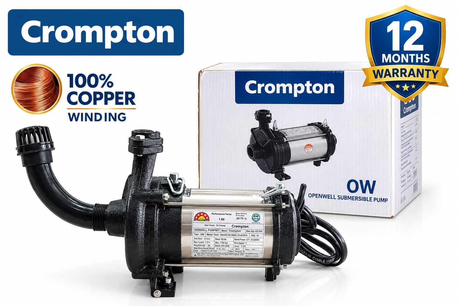 CROMPTON OWE052 Openwell Submersible Pump (0.5HP) With Panel