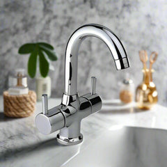 Central Hole Basin Mixer with Regular Spout without Pop-up Waste System