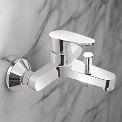 Wall Mounted Exposed Bath and Shower Mixer with Hand Shower Arrangement - Single Lever