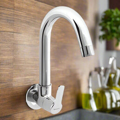 Wall Mounted Sink Cock with Swivel Spout