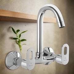 Wall Mounted Sink Mixer with Swivel Spout and Flanges