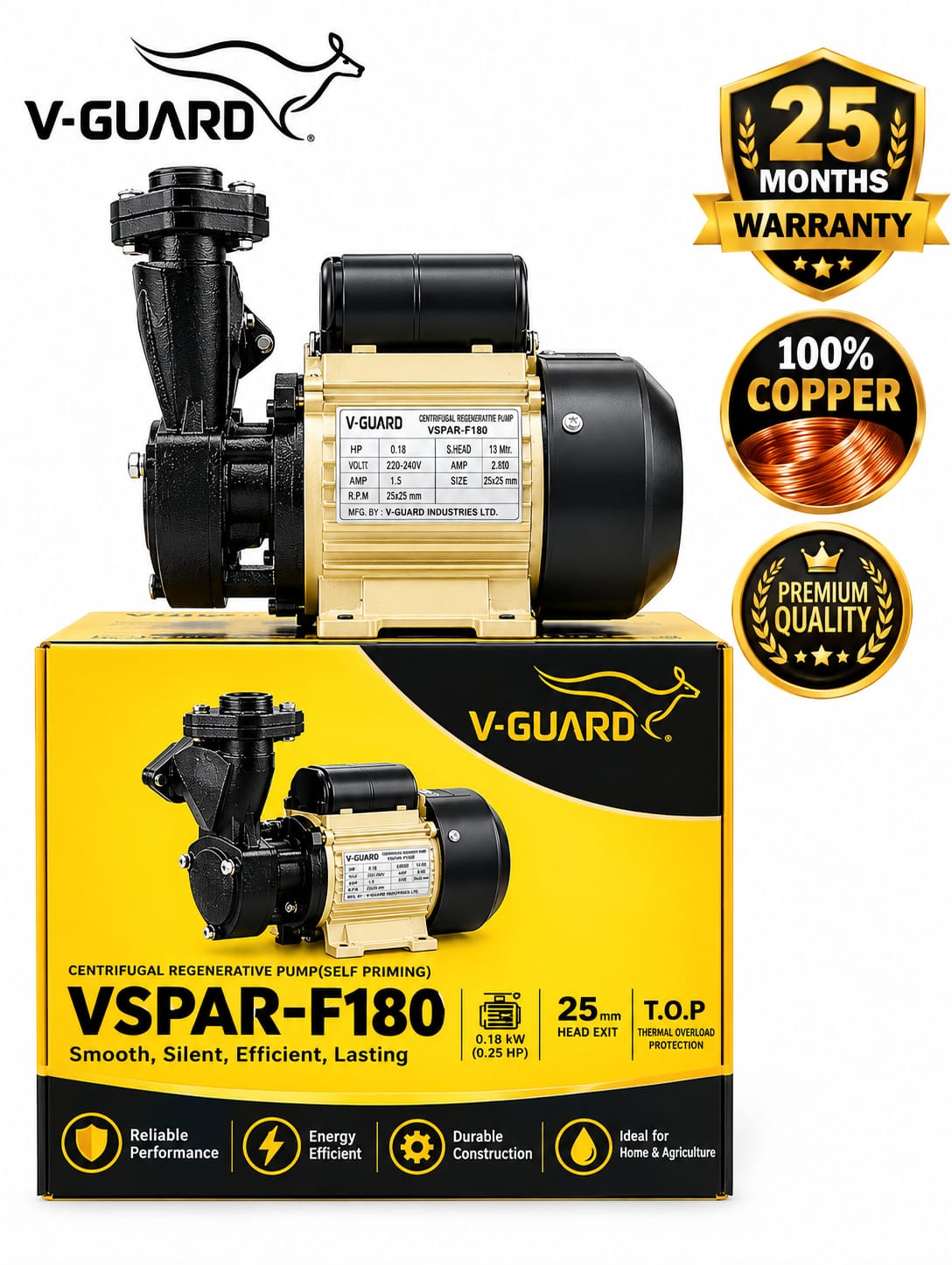V-GUARD VSPAR - F180  (1 HP) Self Priming Tullu Pump