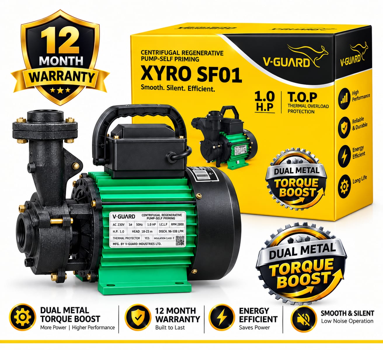 V-GUARD XYRO SF01 (1 HP) Self Priming Tullu Pump
